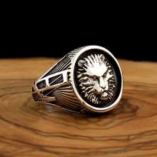 Hand Made Real 925 Sterling Silver Lion Face Ring For Men Without Stone Jewelry Fashion Vintage Gift Mens Accessories All size