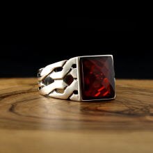 Turkish Style 925 Sterling Silver Natural Zircon Stone Ring For Men Hand Made Jewelry Fashion Vintage Gift Accessory All Size
