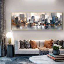 Abstract Large City Building Painting Picture 100% Hand Painted Oil Painting On Canvas Handmade For Living Room Home Decor