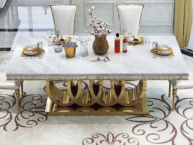 Modern Mild luxury marble dining tables and rectangular simple small apartment6People10Dining table in Renren restaurant