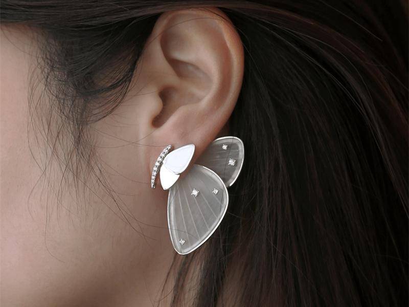 GEEZENCA 925 Sterling Silver Artistic 3D Butterfly Stud Earrings For Women Designer Trendy Earring Fine Jewelry Party Gift
