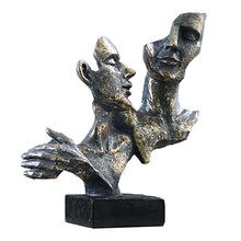 Statues Ornaments For Living Room Table Couple Mask Figure Sculptures Figurines For Interior Room Ornaments Home Decor Art Craft