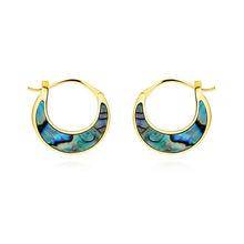 Wholesale 925 Sterling Silver Simple Abalone Shell Crescent Moon Elegant  Jewelry Earrings Gold Plated Birthday Party Gift